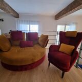 2-seater velvet sofa and matching armchair