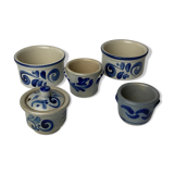 Series of 5 small blue sandstone pots