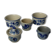 Série de 5 petits pots en grès bleu