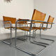 4 vintage tubular chairs with patinated leather designed by Mart Stam