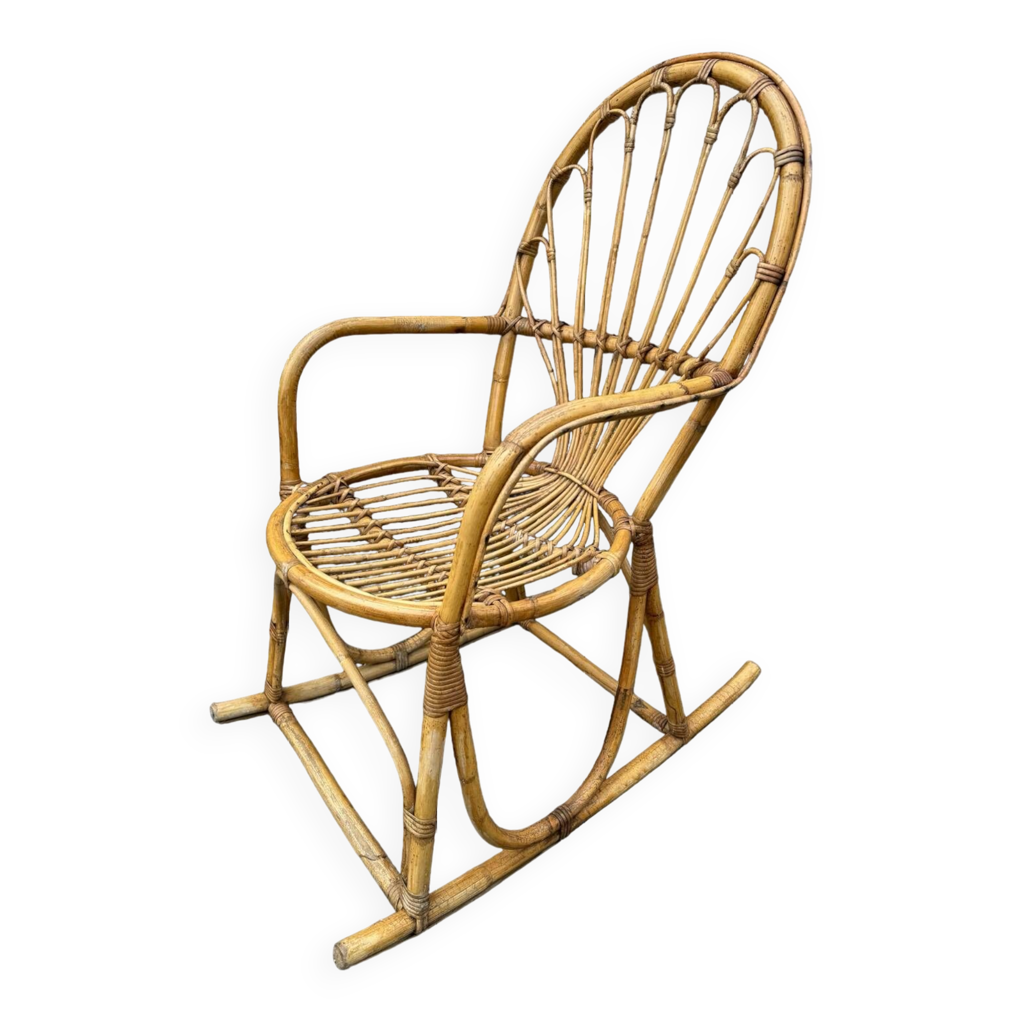 Rattan rocking chair Italy 1950