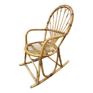Rocking-chair rotin Italie - 1950