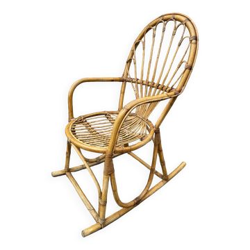 Rattan rocking chair Italy 1950