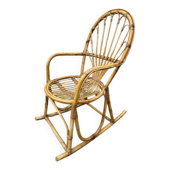 Rocking-chair rotin Italie 1950