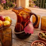 Carafe à Sangria Vintage Espagnole - Pichet en Verre Ambré Rétro