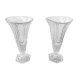 Paire de vases ancien style art déco verre moulé vintage