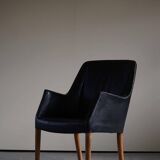 Fauteuil Danemark Moderne par Nanna Ditzel en chêne et cuir patiné, années 1950