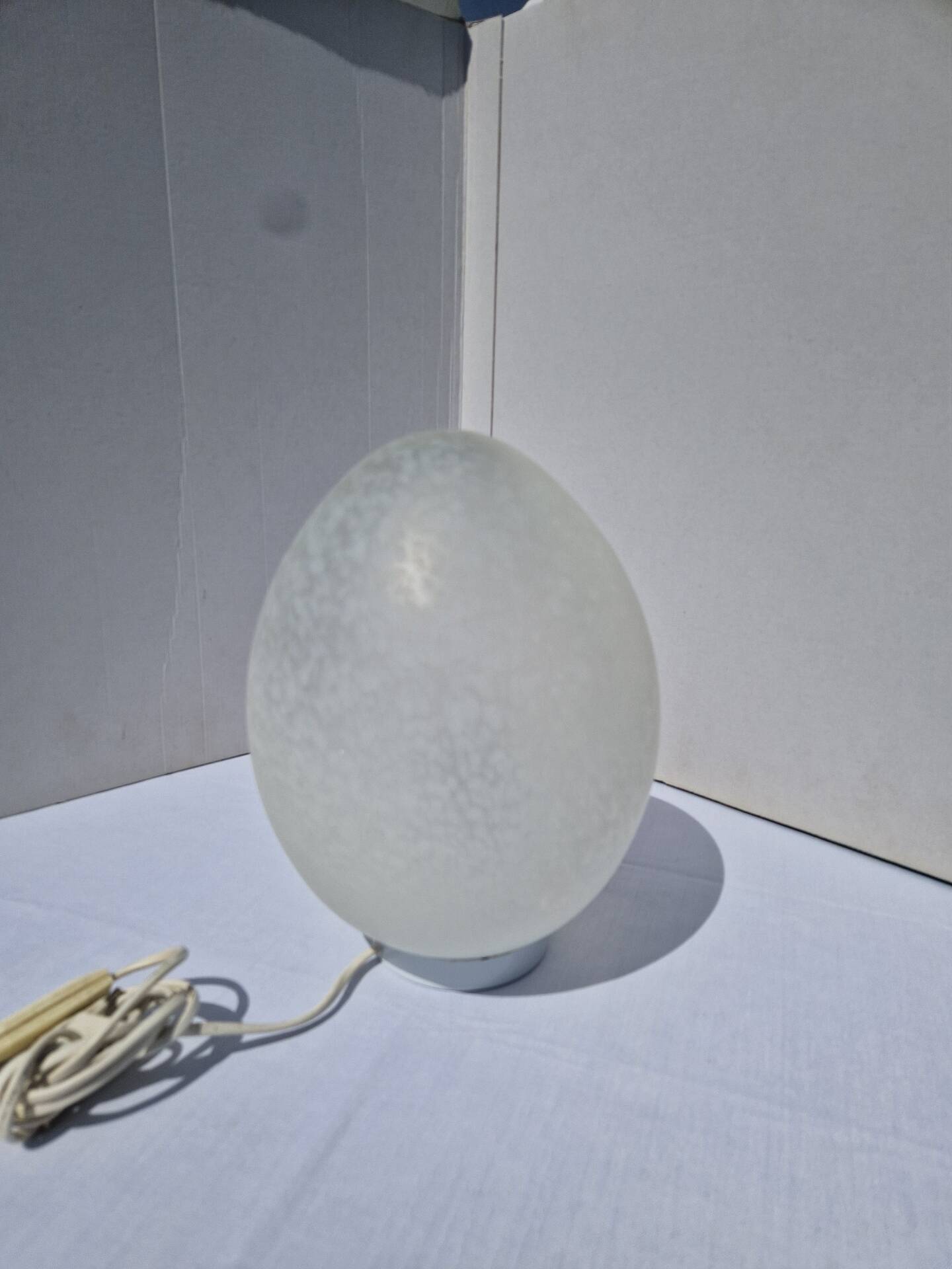 Lampe Oeuf Verre Moucheté  Blanc