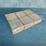 Vintage handkerchief box in philippine mother-of-pearl and circa brass 1970