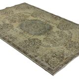 One-of-a-kind turkish handwoven vintage rug - rustic vintage charm 202x 126 cm