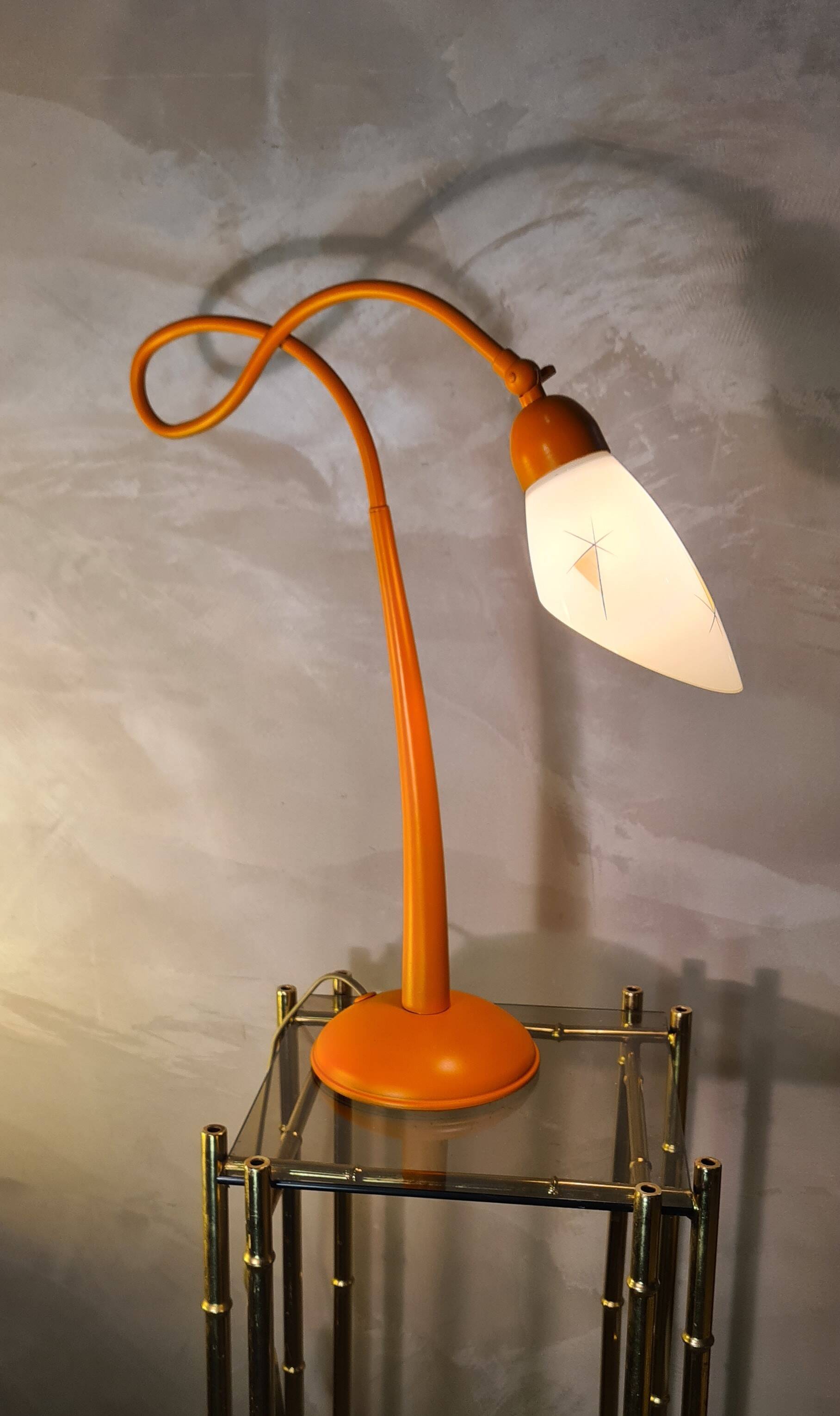 Orange painted steel lamp