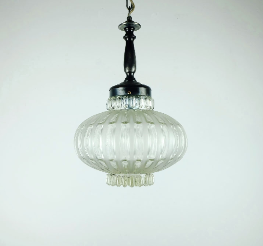 Mid century pendant light bubble glass satin glass 1960s