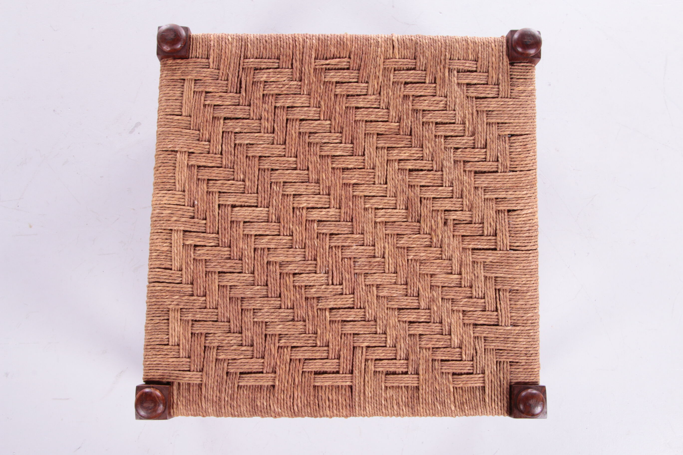 Vintage Brutalist stool or footstool made of jute rope, 1960s