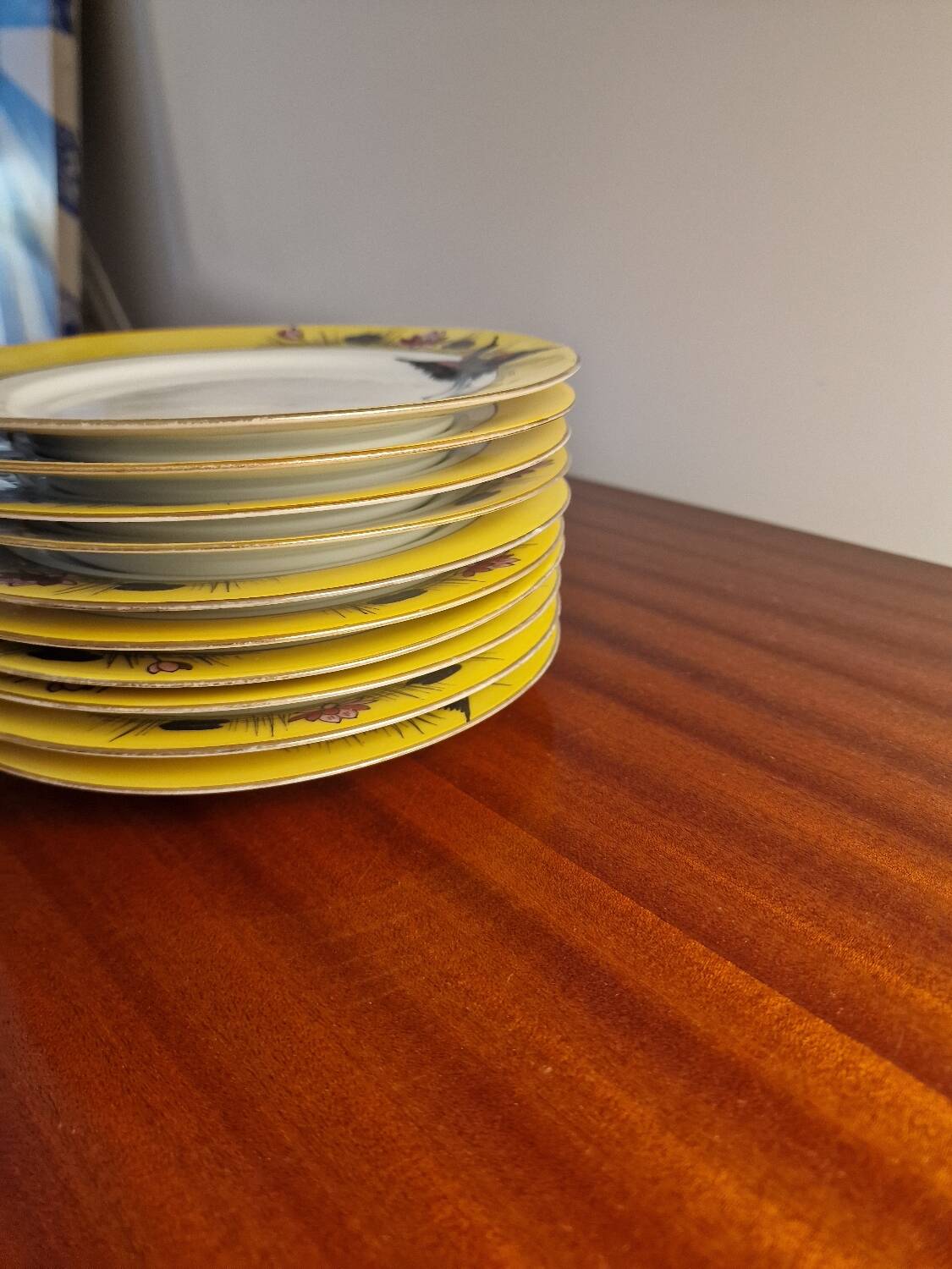 Superb set of 10 limoges porcelain dessert plates, art deco