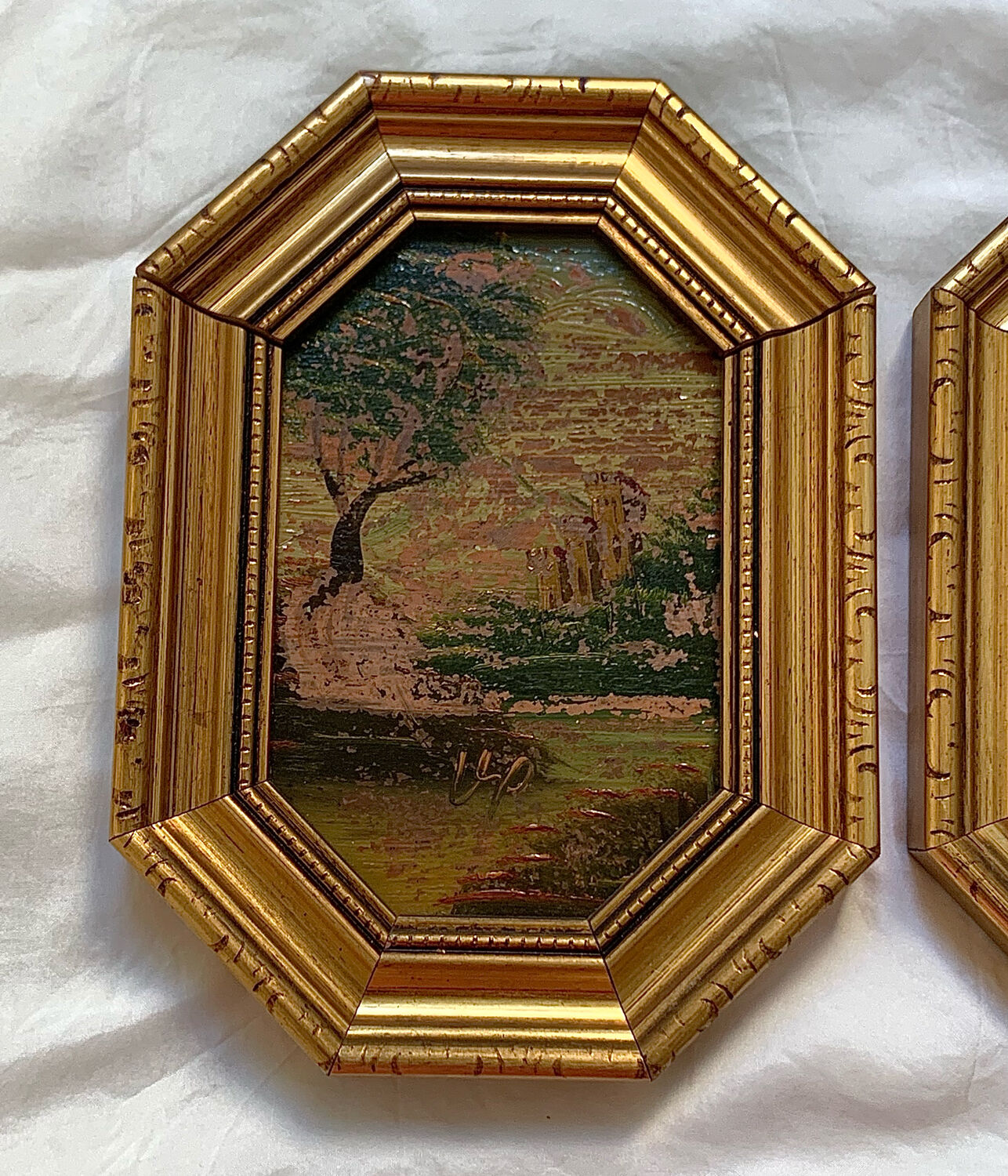 Lot 2 old paintings oil painting signed