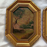 Lot 2 old paintings oil painting signed