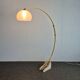 Space age Guzzini arc lamp with travertine base, Italy 1960s