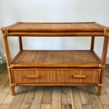 Rattan coffee table and cannage 60s