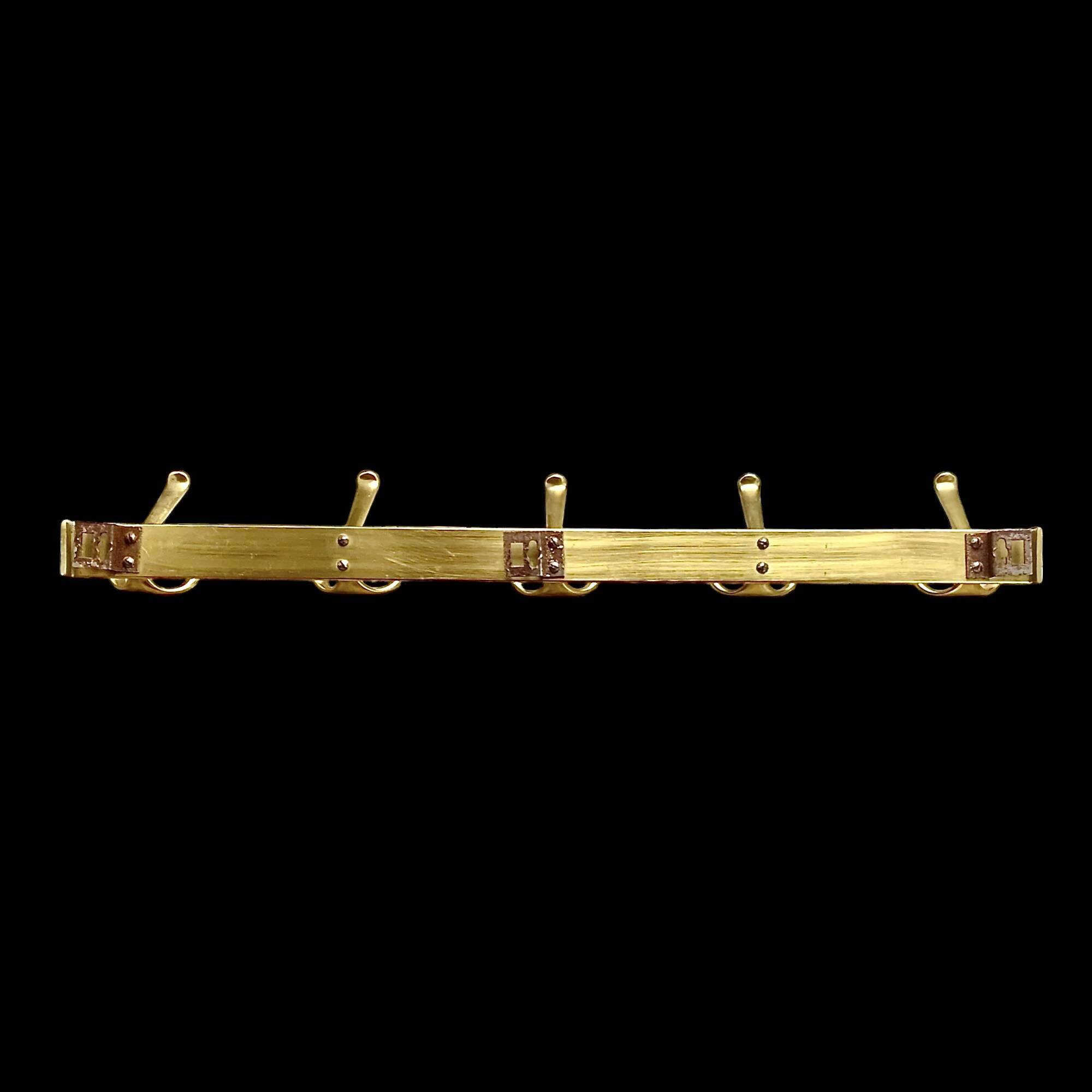 Vintage Gold Aluminum Wall Coat Rack with 5 Hooks