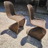 6 vintage rattan chairs dlg Verner PANTON