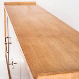 Vintage high buffet. Oak and mahogany veneer, France, 1960s.