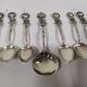 Lot de 6 cuilleres a moka cafe et 1 cuillère à sucre argent massif 800 - art déco rose