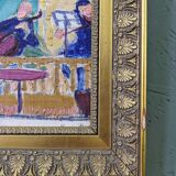 Peinture à l’huile figurative suédoise moderne du milieu du siècle « The Ensemble », encadrée