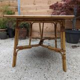 Table en rotin des années 50