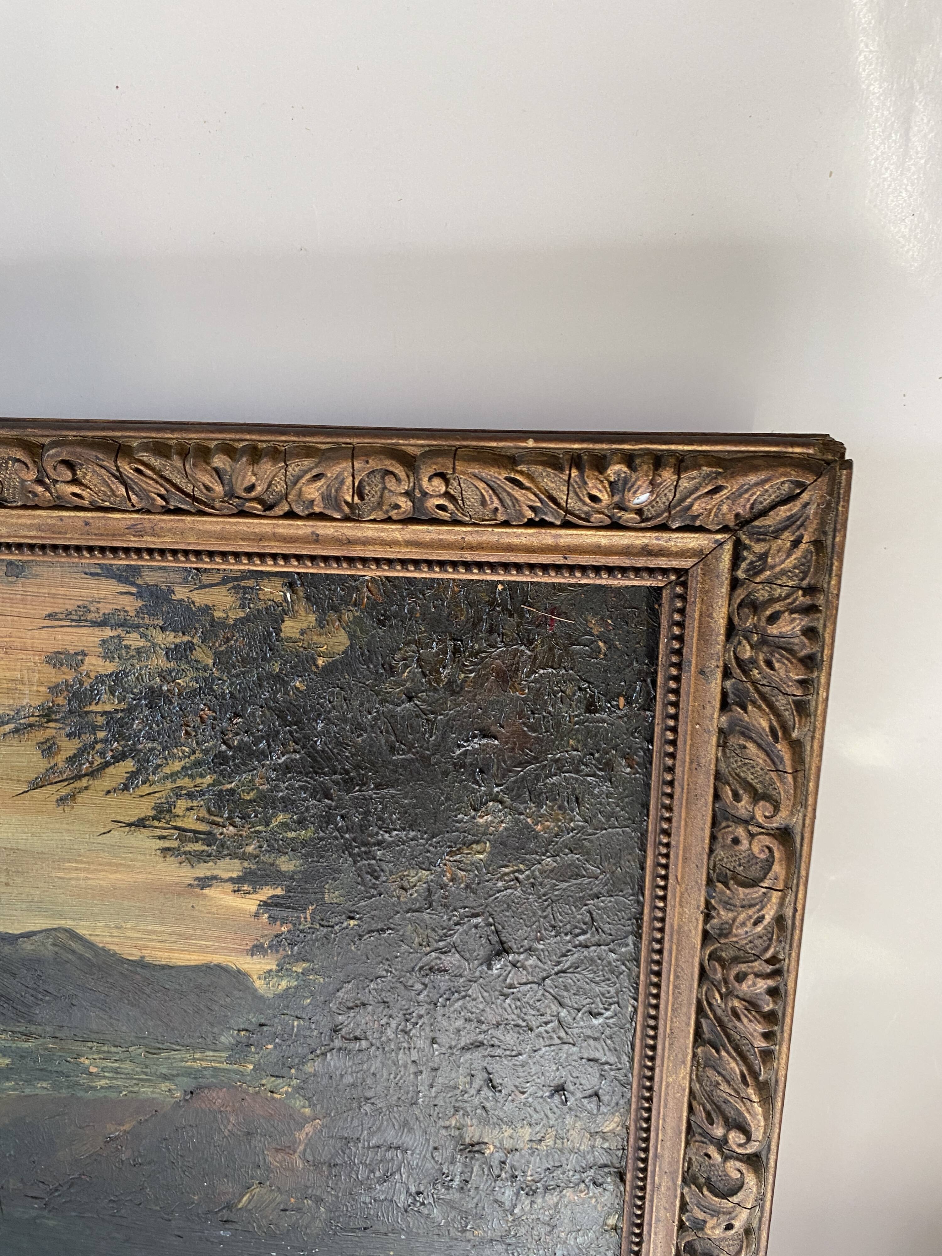 Oil and wood frame, ca 1900
