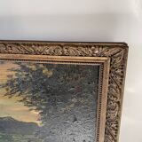 Oil and wood frame, ca 1900