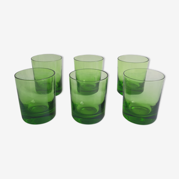 Lot de 6 verres à liqueur vintage vert