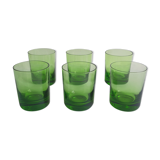 Set of 6 green vintage liqueur glasses