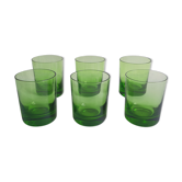 Set of 6 green vintage liqueur glasses