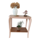 Side table with curved pink legs