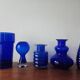 Ensemble de cinq vases en verre cobalt du milieu du siècle, Harzkristall, Marita Voigt, 1970