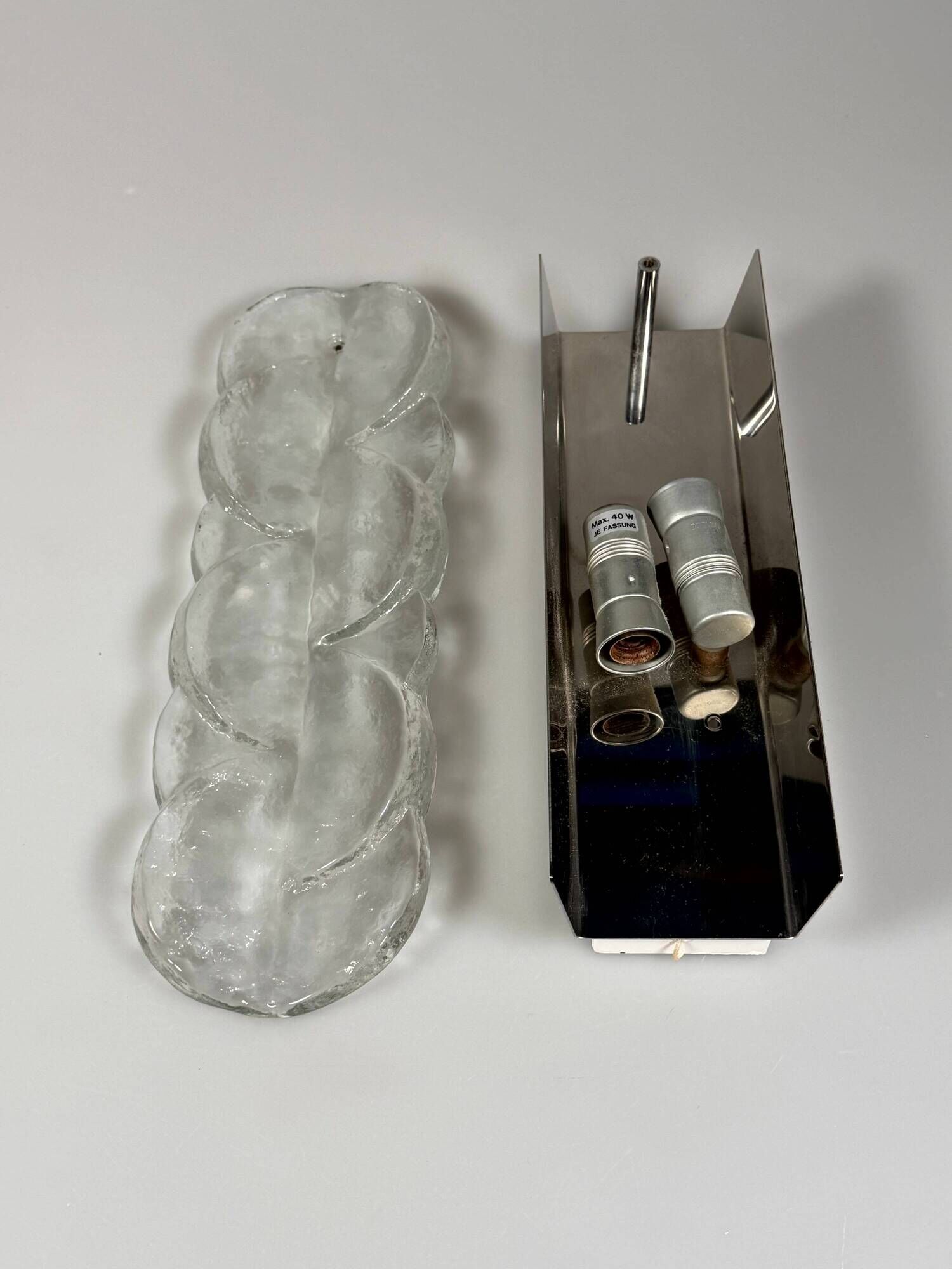 1960s 1970s Ice Glass Wall Sconce by J.T. Kalmar Franken KG Austria