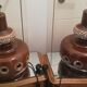 Pair of vintage ceramic lamps with double lighting