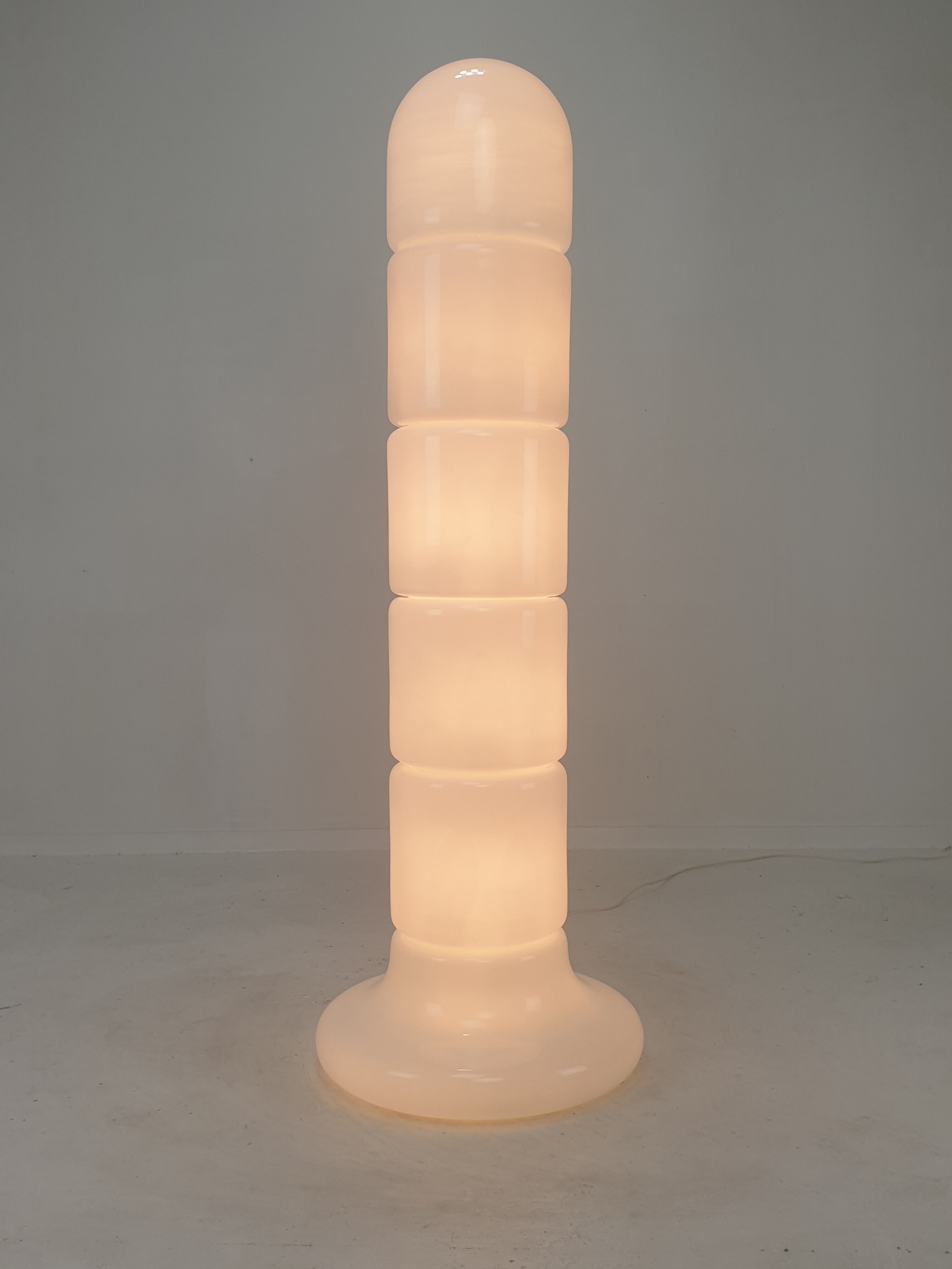 Italian opaline glass zea floor lamp by Salocchi for Lumenform, 1970s