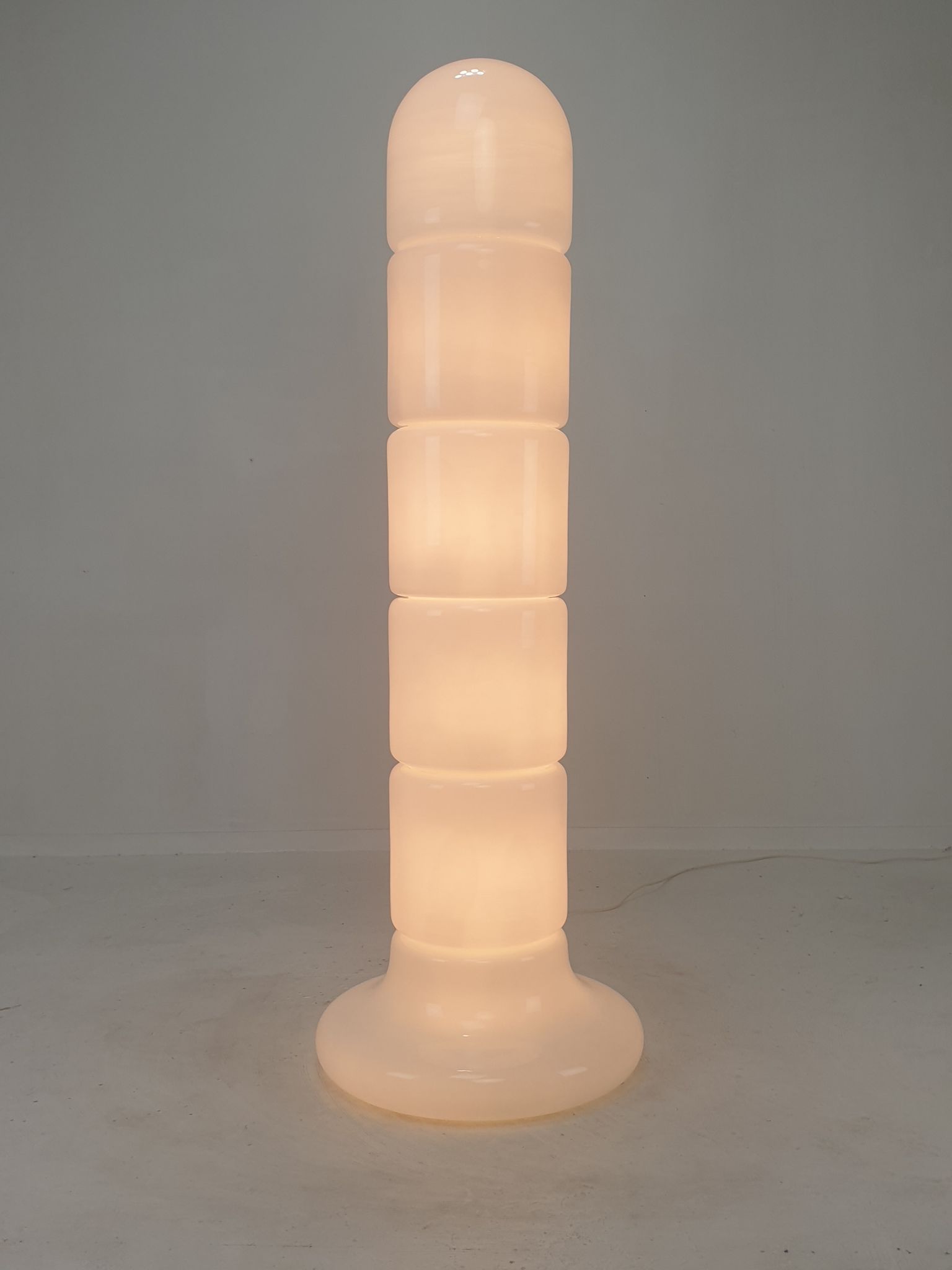 Italian opaline glass zea floor lamp by Salocchi for Lumenform, 1970s