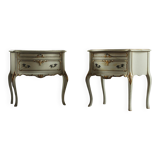 Vintage pair of 20th century Venetian Baroque style nightstands in painted wood