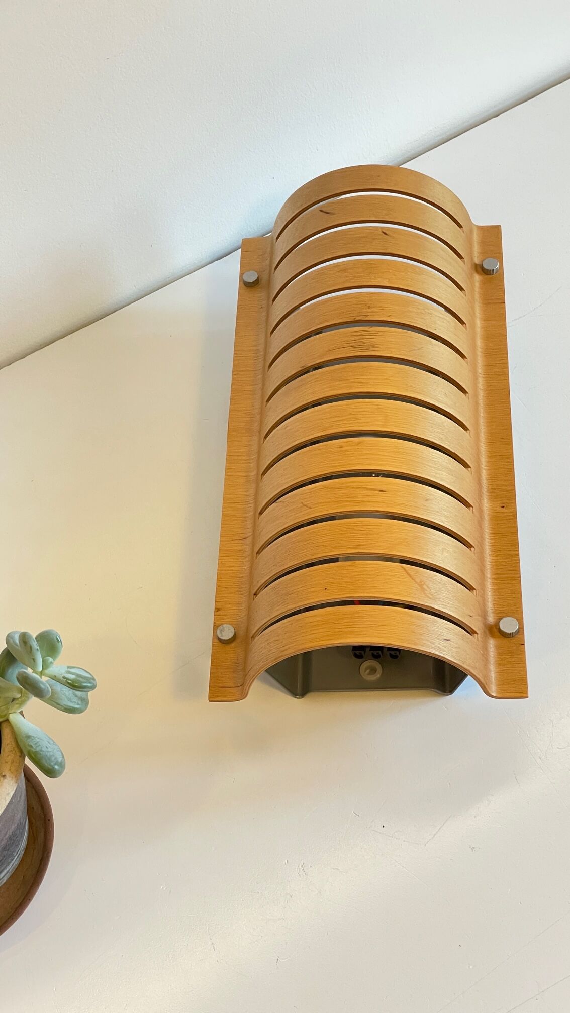Vintage ikea bent wood and steel wall light