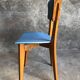 Pair of vintage bistro chairs in wood and light blue vinyl