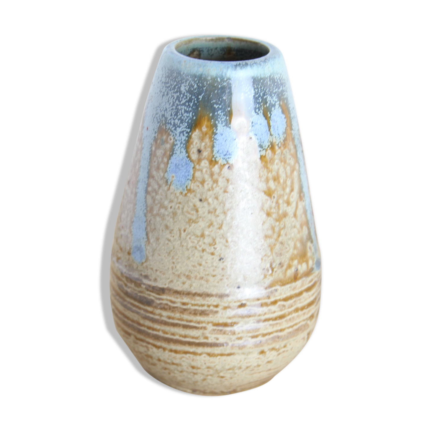 Vase 11cm ceramic with blue drips