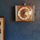 Vintage formica clock rectangular silent wall clock "Hermle gilded wood"
