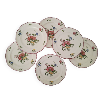 Old Saint Amand Earthenware Dessert Plates with Floral Decor