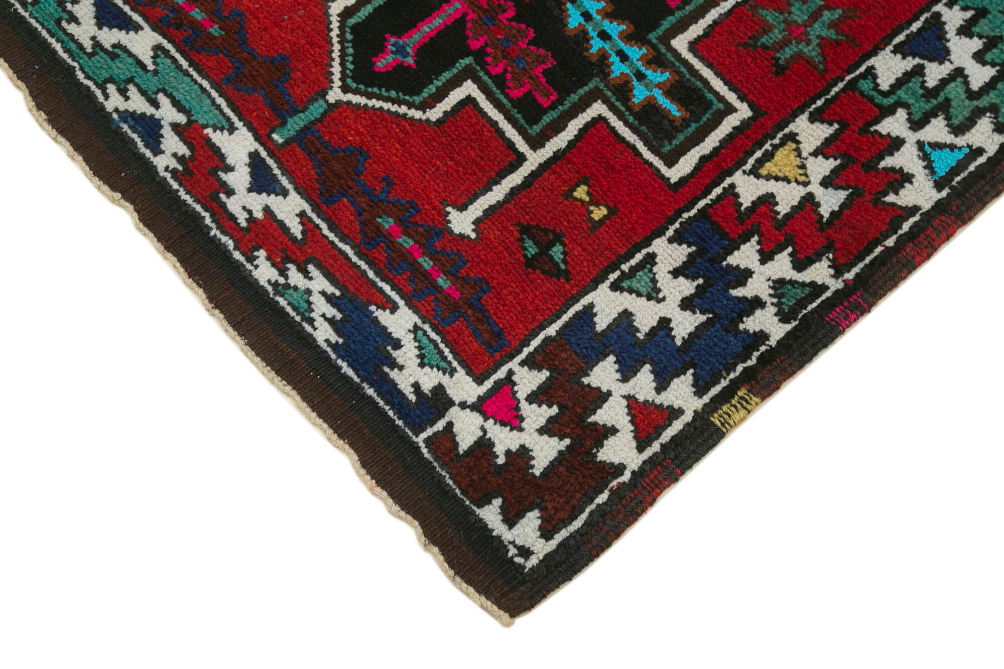 Hand-Knotted Distressed Turkish Red Runner Carpet 90 cm x 336 cm