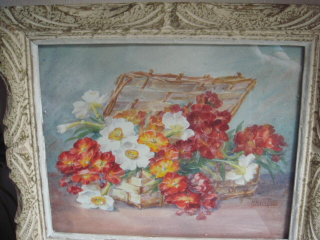 Watercolor signed under glass table 36.5 cm x 31 cm