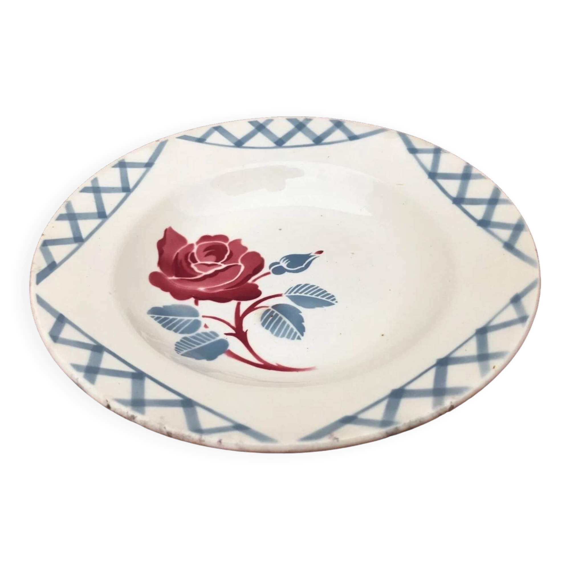 1920s Deep Plate Badonviller France Half-Porcelain