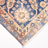 Orange & blue oriental turkish vintage rug