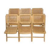 Lot de 6 chaises pliantes cannées bois